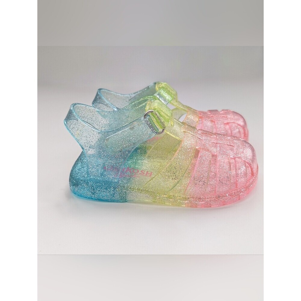OshKosh B'gosh Baby (Size 4) Glitter Jelly Sandals in Pastel Rainbow Colors - Picture 6 of 16
